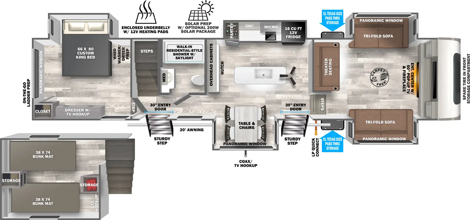 Hemisphere Fifth Wheels 378FL Floorplan